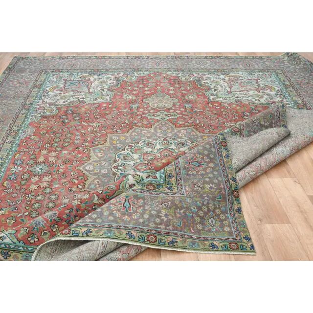 1970s Vintage Persian Handmade Wool Red Oversized Area Rug 286x378