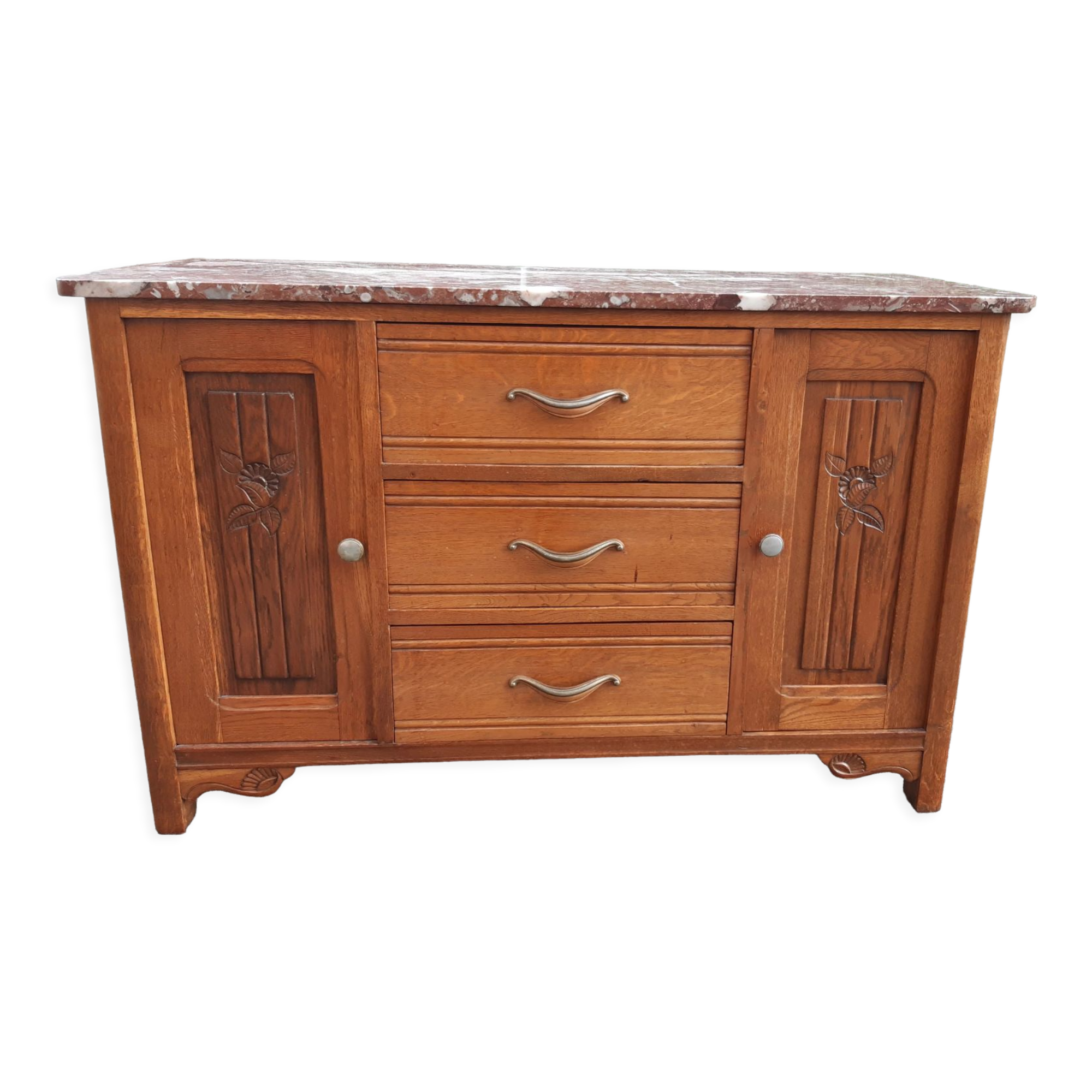 Commode art déco marbre et chêne
