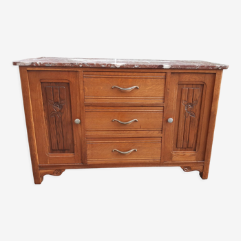 Art Deco chest of drawers marble and oak
