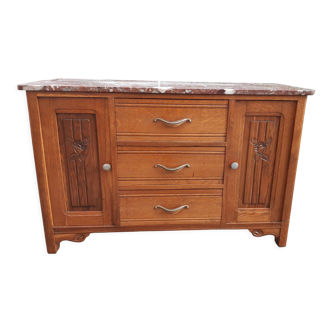 Art Deco chest of drawers marble and oak