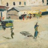 Impressionist Town Scene - Oil on Canvas