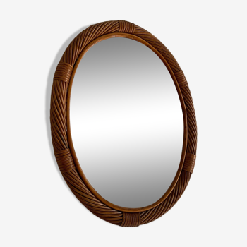 Twisted rattan frame mirror