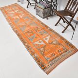 3x12 Rug For Laundry Orange Turkish Vintage Runner Rug, 95x370Cm SK 22033