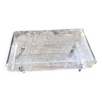 Habitat plexiglass table on wheels