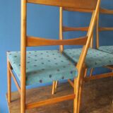 Set of 4 mid century dining chairs with chenille covers, Denmark 1960s