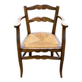 Fauteuil adulte Louis 15 en bois massif paillé