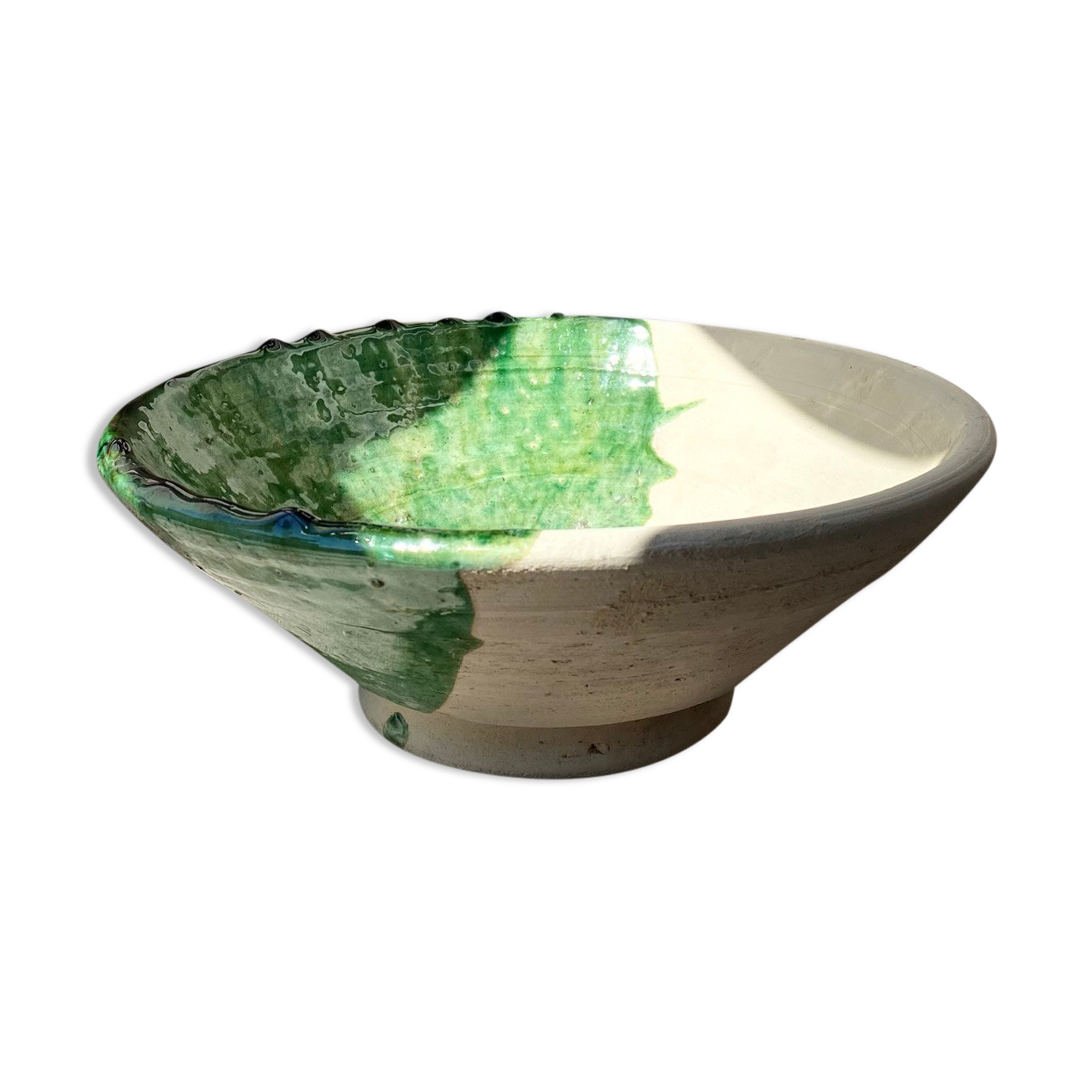 Emerald green tamegroute ceramic bowl