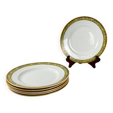 Set of 6 "Yvonne" iron earth plates, Orchies, early 20th century