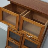 Vintage Dutch Beech & Pine Haberdashery Shop Cabinet / Vitrine, 1950s