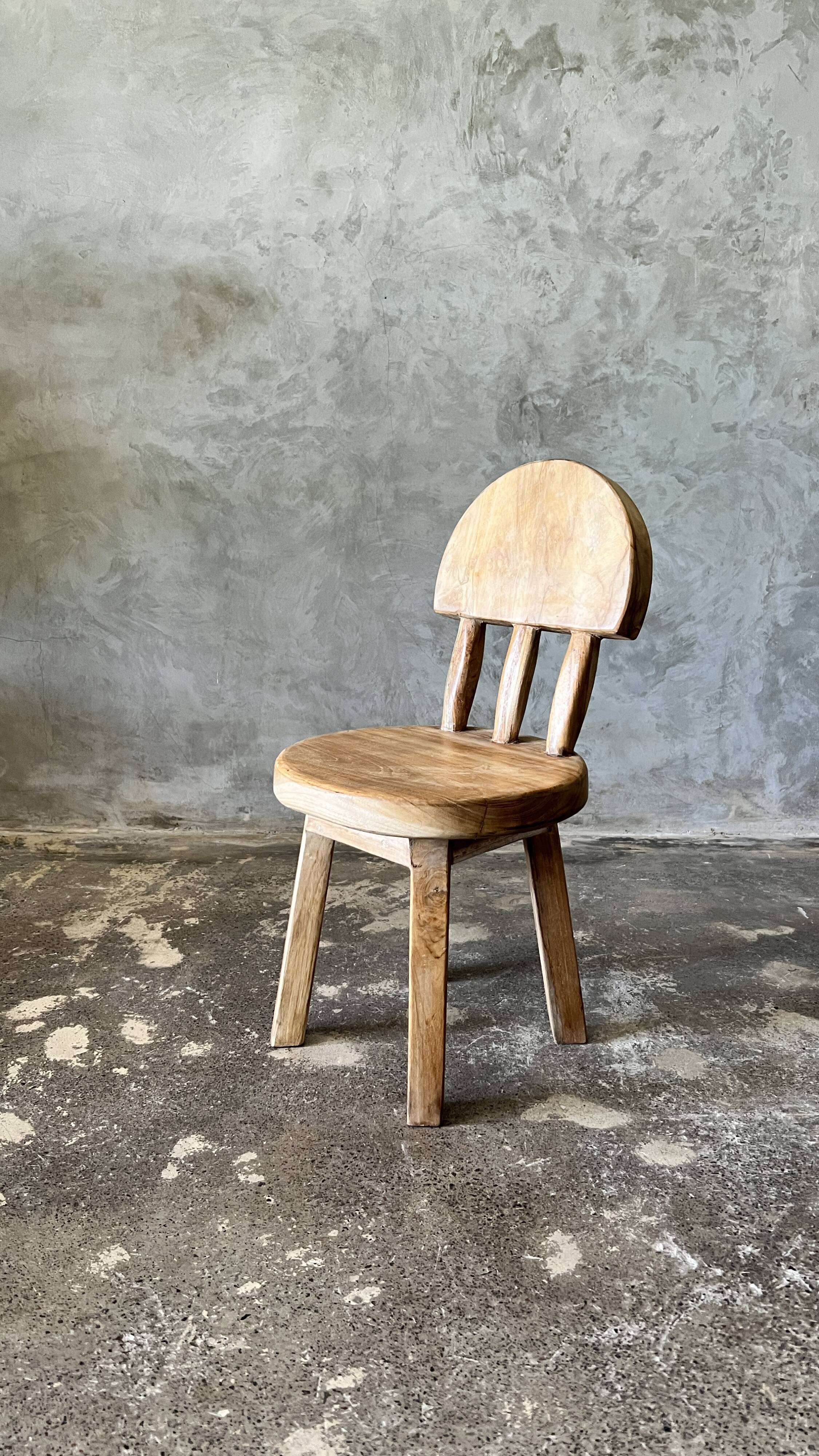 Small child's chair in natural blond teak back with three bars