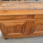 Antique solid wood buffet – marquetry and curved legs – 19th century