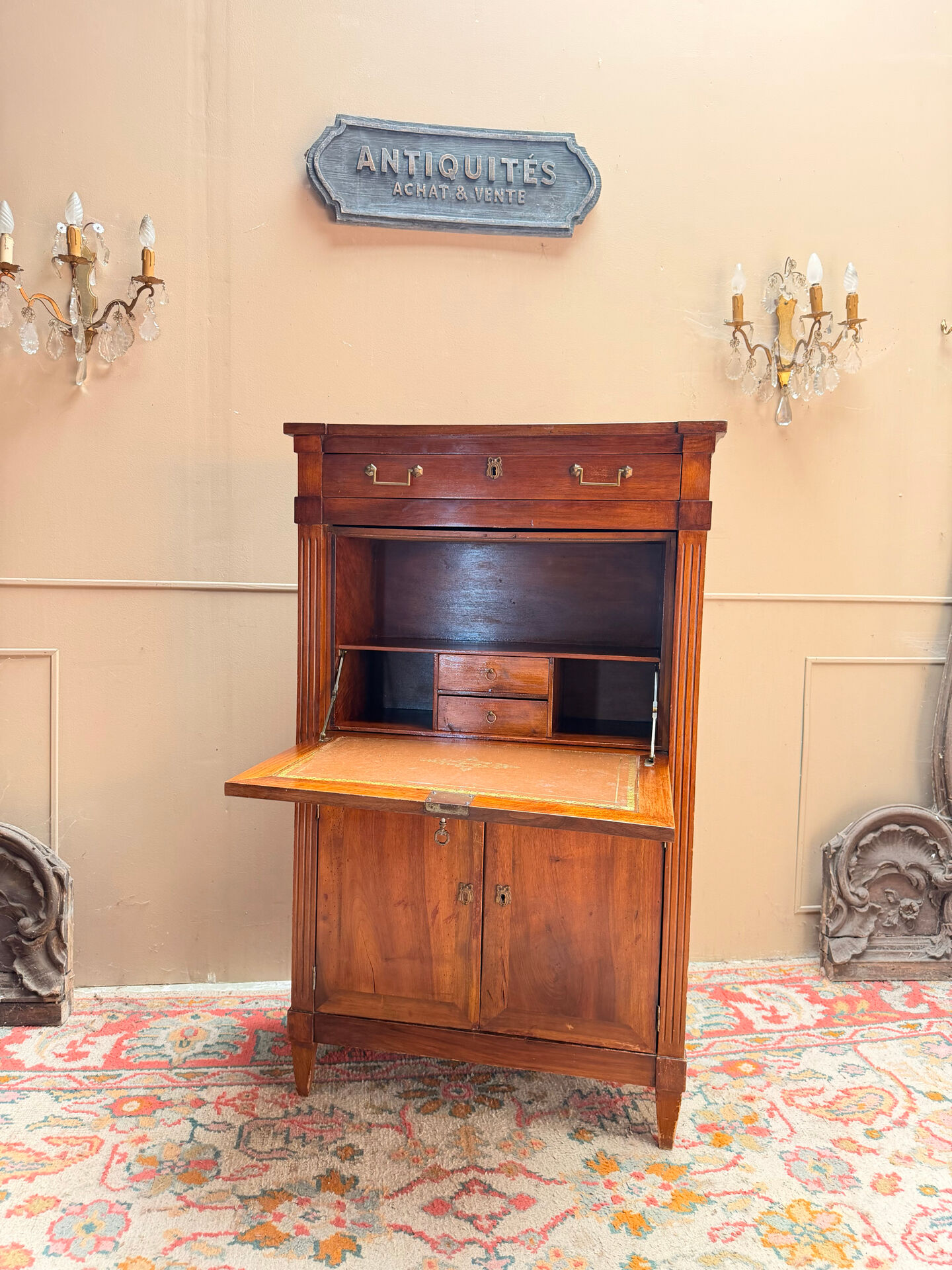 SECRETARY IN WALNUT IN LOUIS XVI STYLE 19TH CENTURY