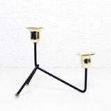 Double metal and brass candle holder