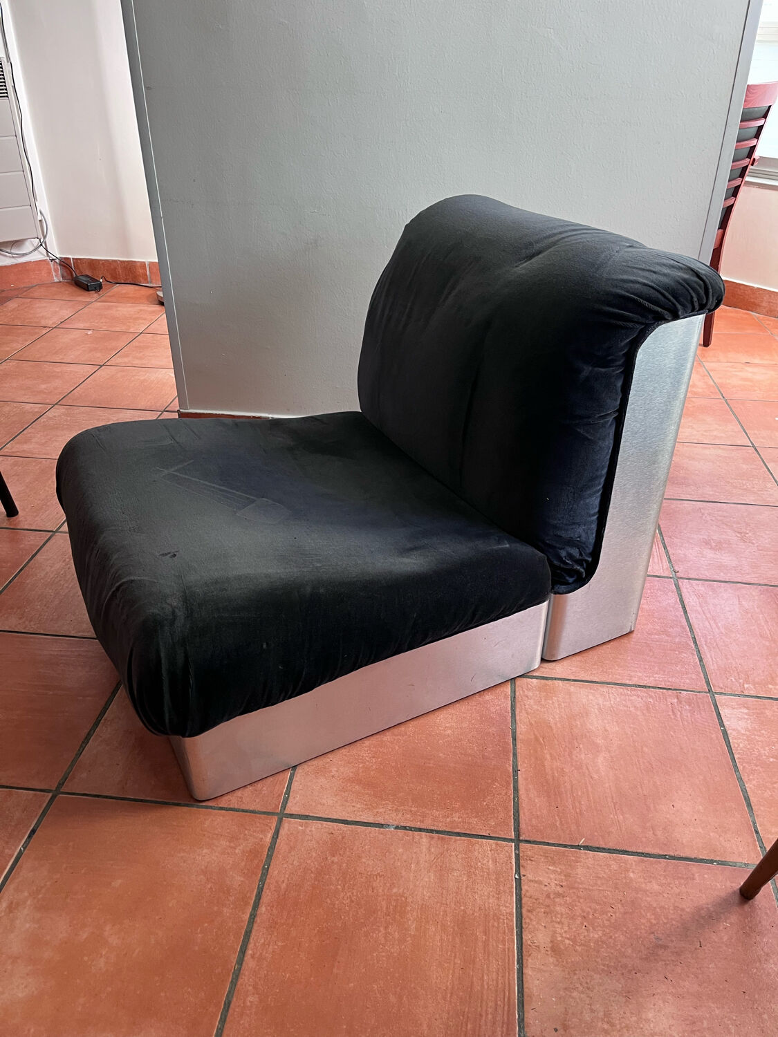 Brushed steel armchair 1970
