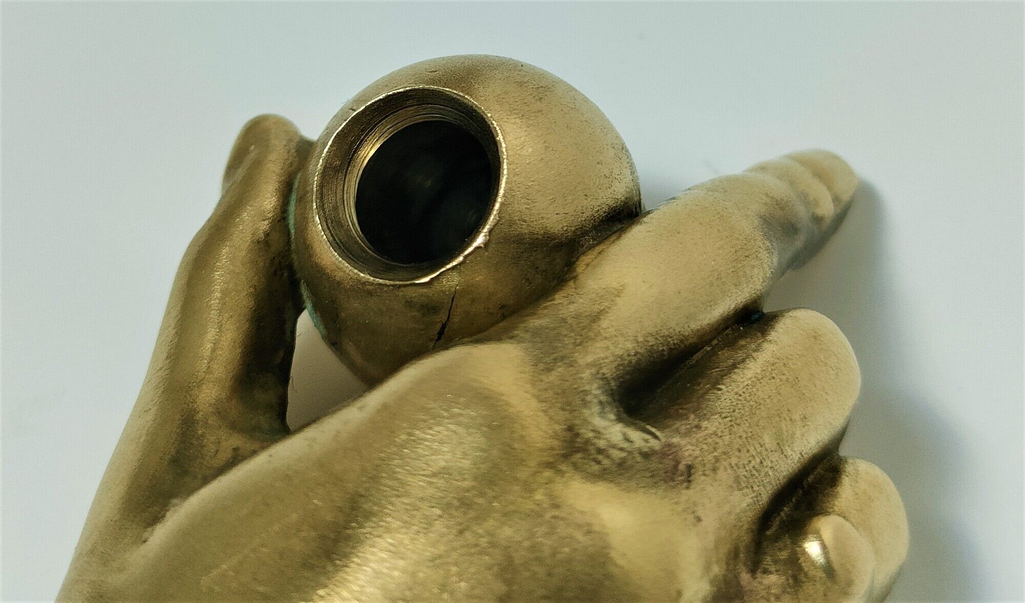 hand bronze art paperweight pen holder early XXth