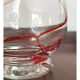 Vase vintage en verre soufflé de style Murano avec tourbillons rouges