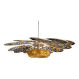 Pendant light, chandelier, rattan flower petals and vintage globe