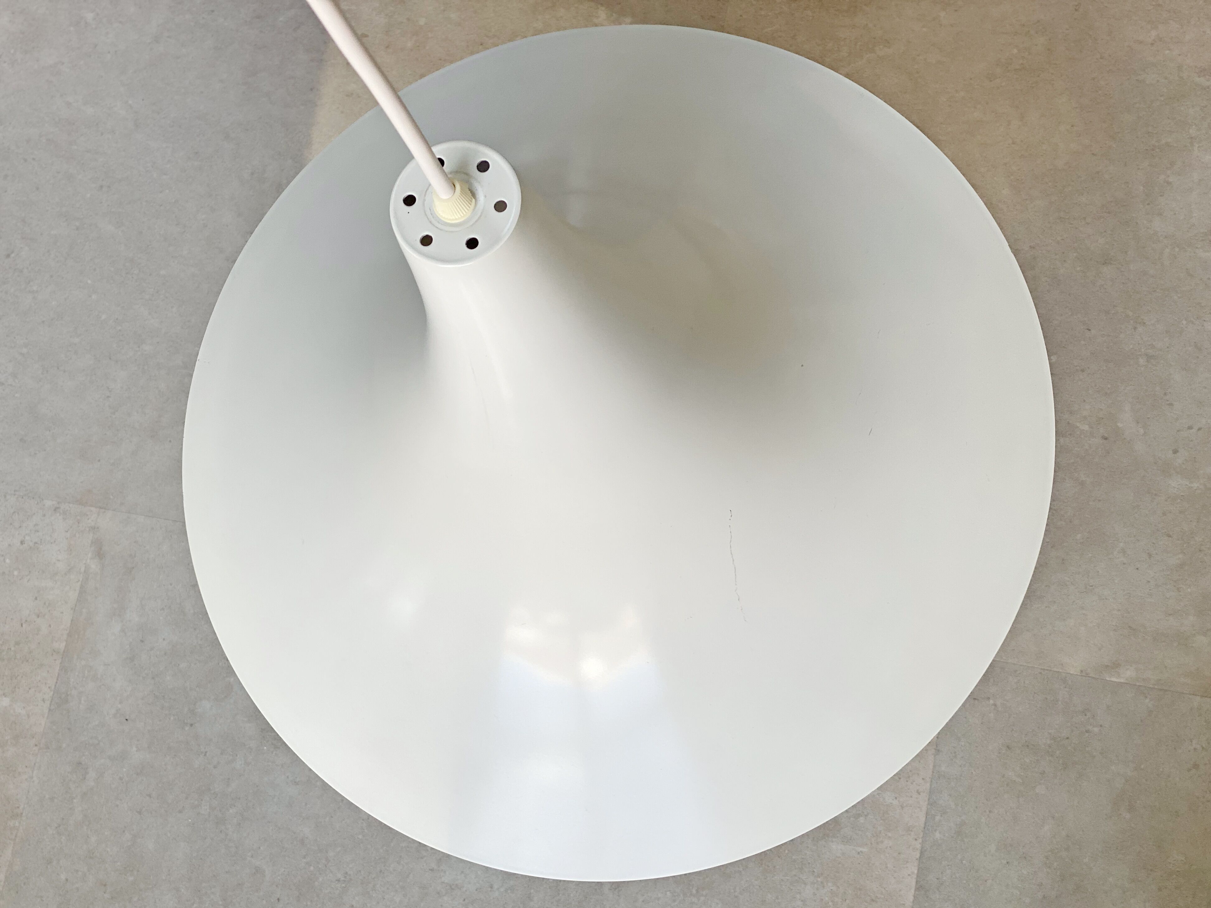 White vintage witch hat / trumpet hanging lamp
