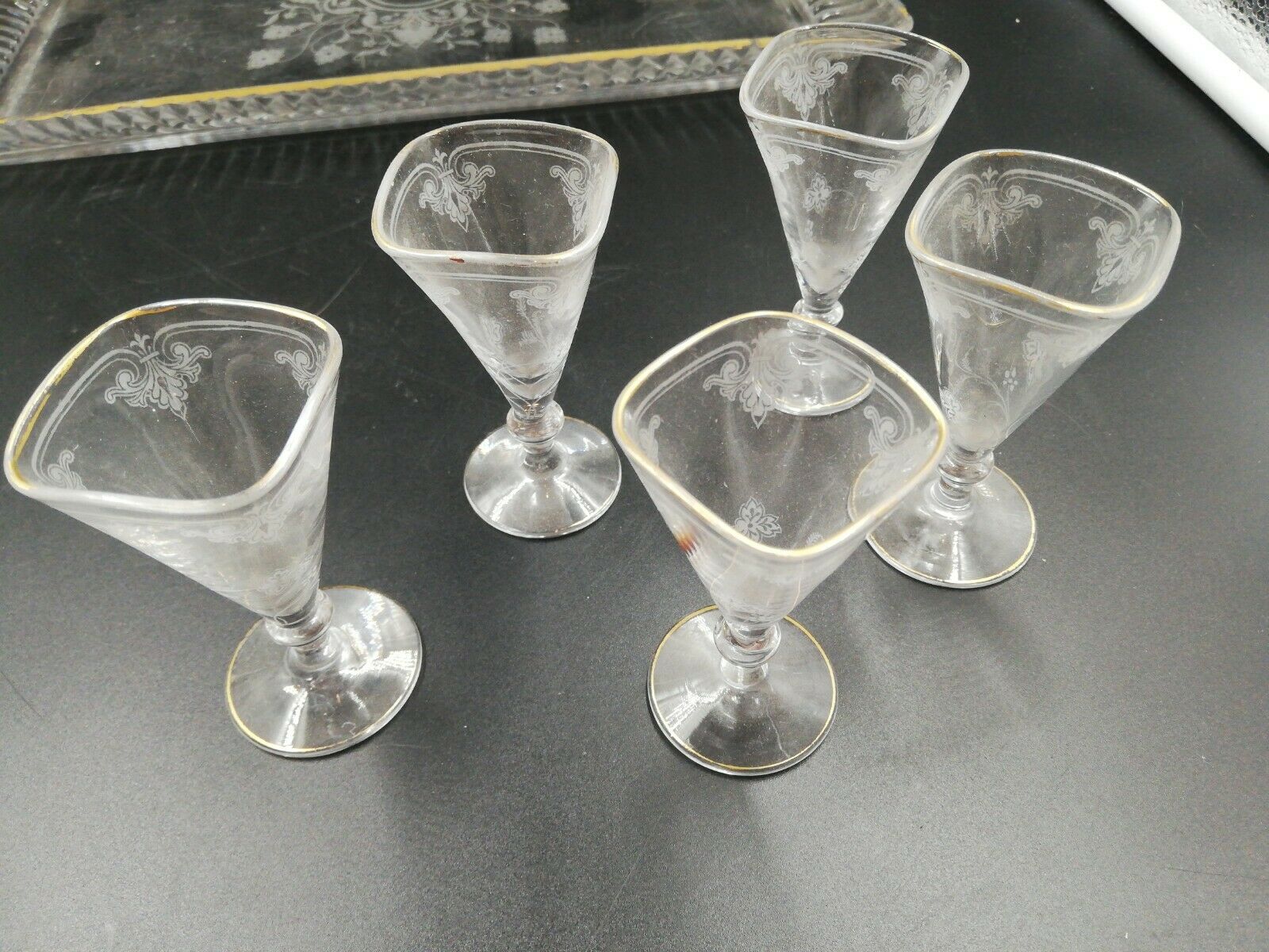 Service a crystal liqueur decorated late XIX