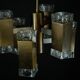 Italian glass and brass 12 lights chandelier produced by Sciolari in the 70