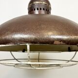 Large Brown Industrial Lamp with Iron Grid, 1960s