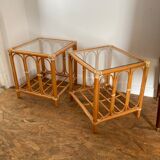 Lot de 2 tables basses en rotin