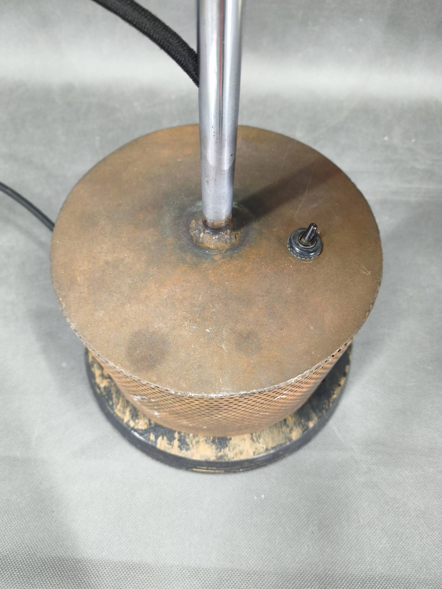 1940 industrial table lamp in aluminium and metal, Czechoslovakia