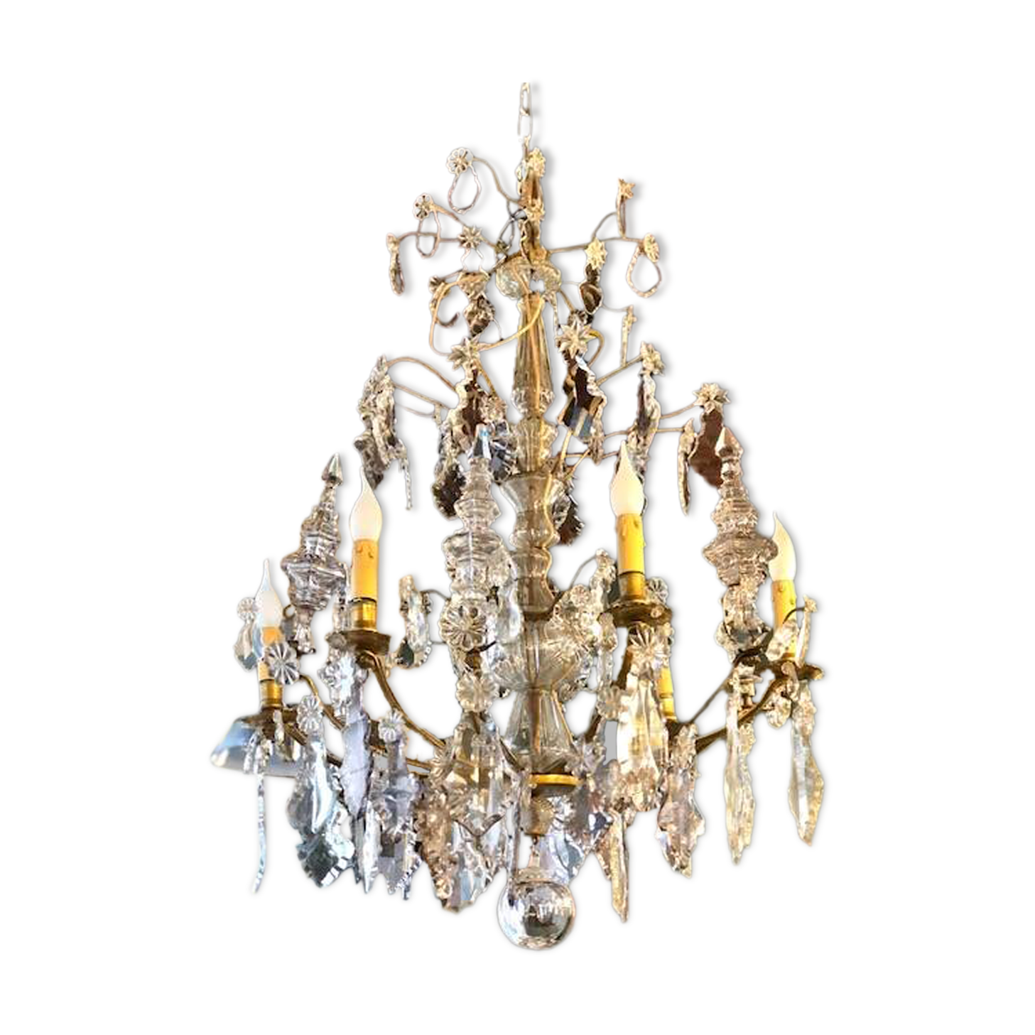 Large chandelier with tassels and old daggers