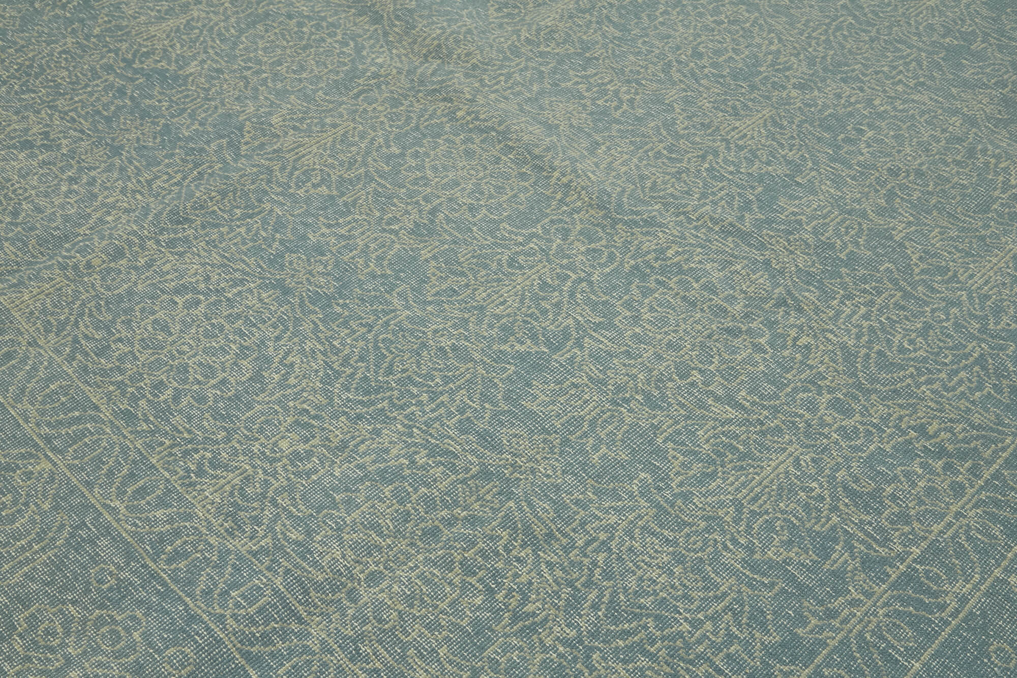 Hand-knotted persian antique 1970s 272 cm x 364 cm blue wool carpet