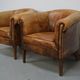 Vintage Dutch Cognac Leather Club Chairs, Set of 2