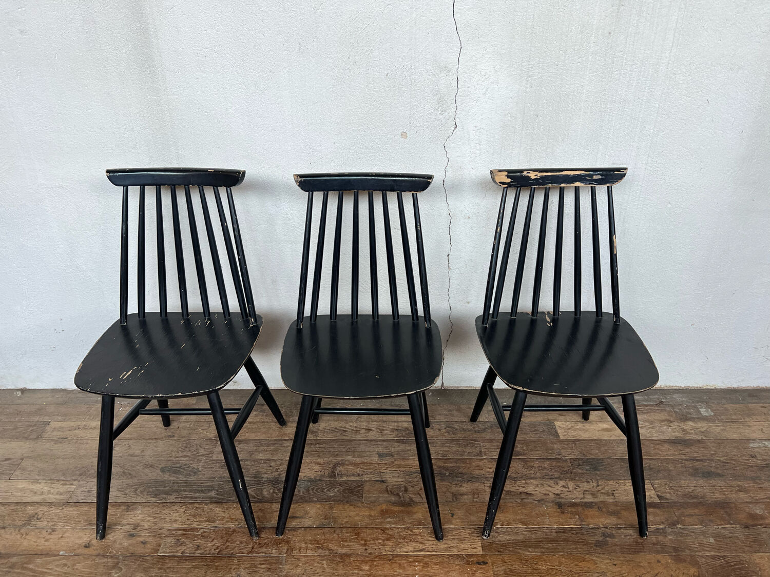 Série de 3 chaises 1950 1960