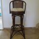 Set of 2 swivel bar stools / chairs - wood - cane - rattan - 80s