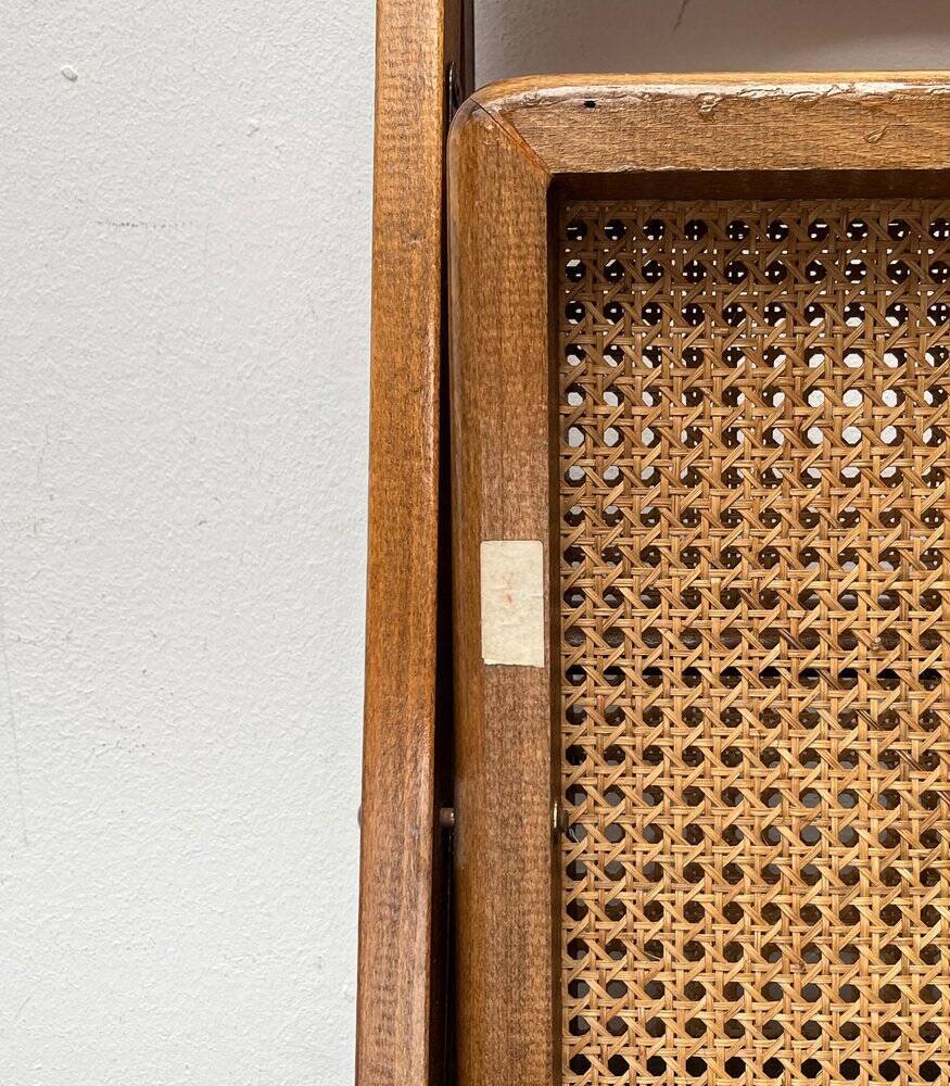 Mid-century wooden folding chair set with Viennese wicker seats, 1960s.