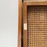 Mid-century wooden folding chair set with Viennese wicker seats, 1960s.