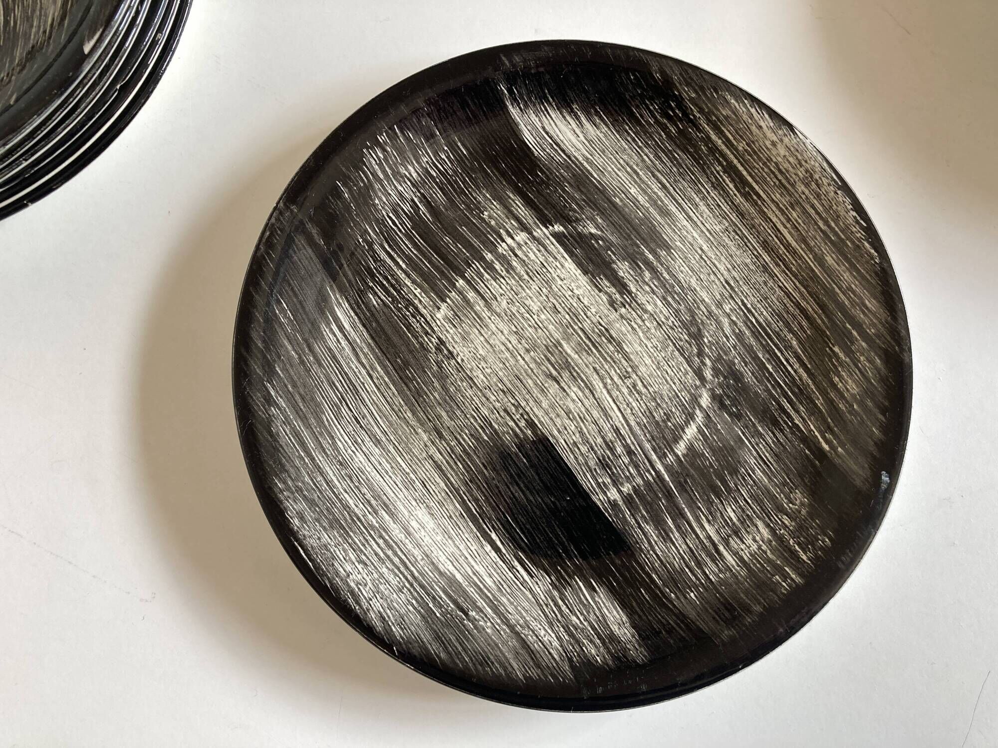 Set of 6 plates Soulages Gulf Juan in Salins earthenware 1960