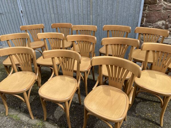 Chaise bistrot viennoise en bois courbé Fischel 1980