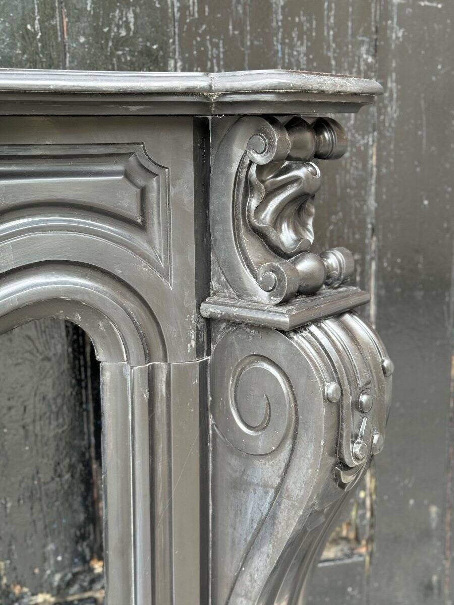 Napoleon III Fireplace In Black Belgian Or Black Mazy Marble, Circa 1880
