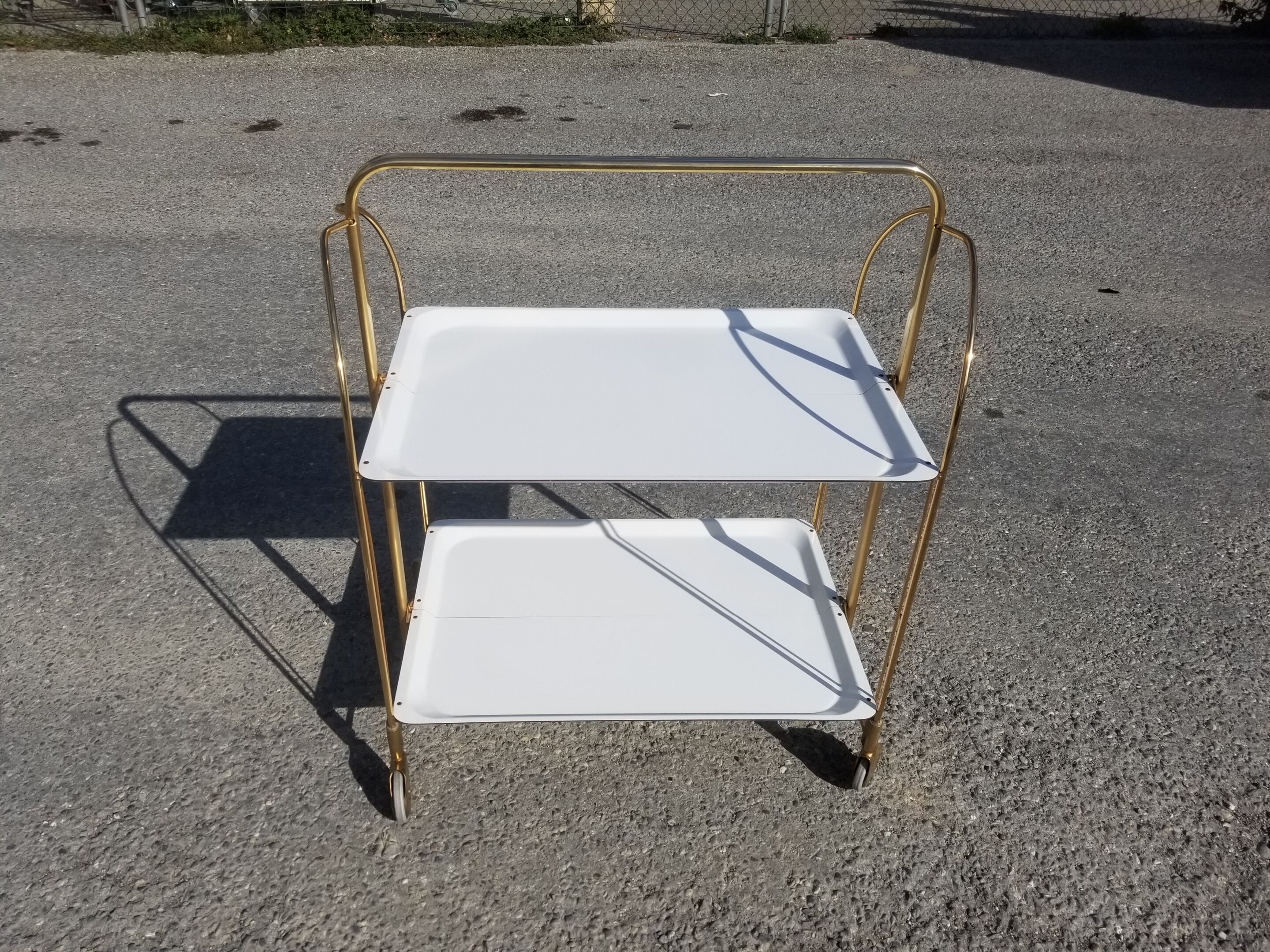 Formica white folding wheeled service 60s