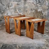 Set of 3 nesting tables by Guillerme and Chambron, France, 1960s