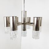 Chrome and glass chandelier, 1970s