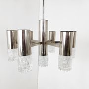 Lustre en chrome et verre, années 1970