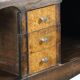 Vintage wooden and marble console table – classic style curved legs, 1950s