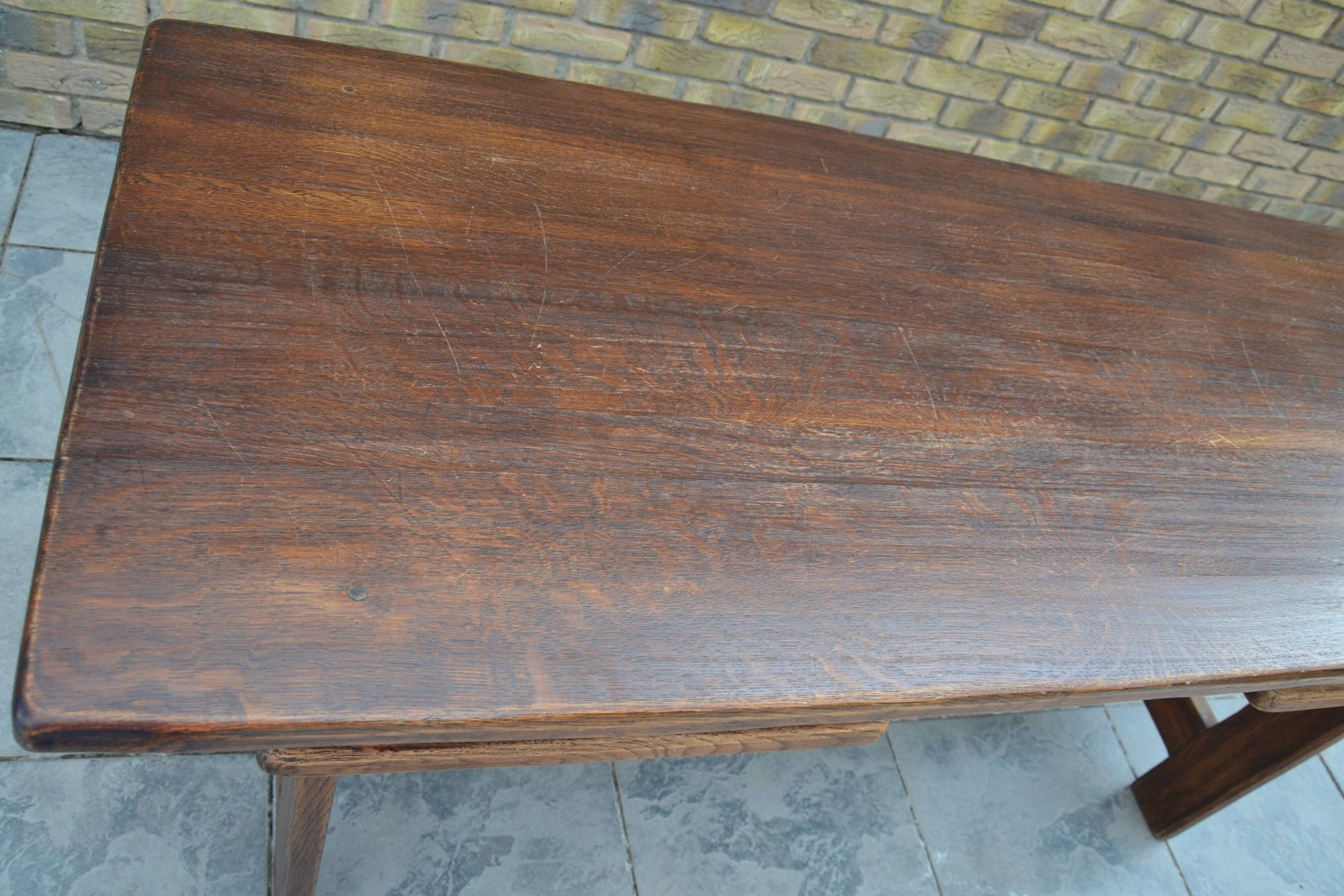 "Brutalist" farmhouse desk/table in solid oak