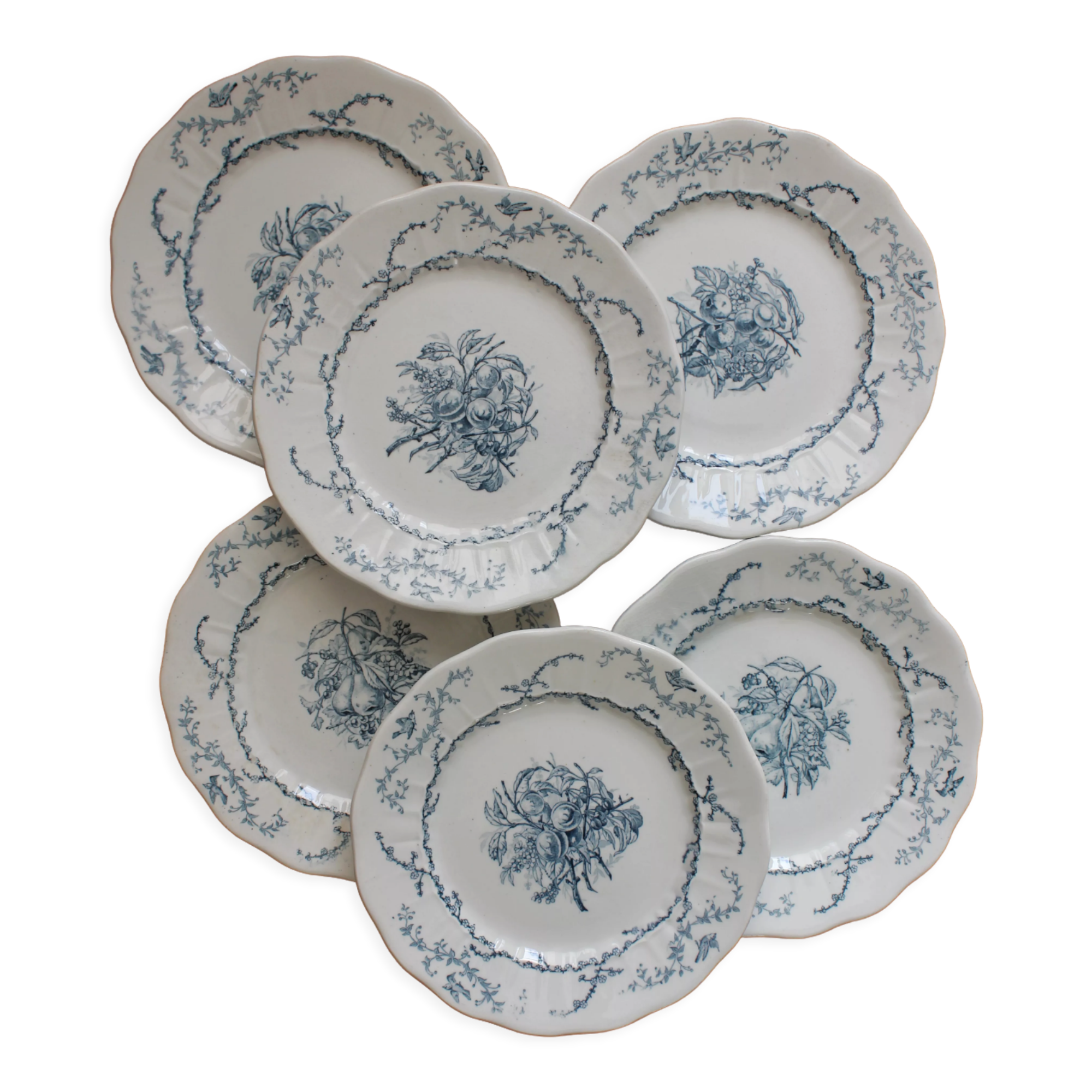 6 flat plates in iron earth Pompadour earthenware factory of Clairefontaine