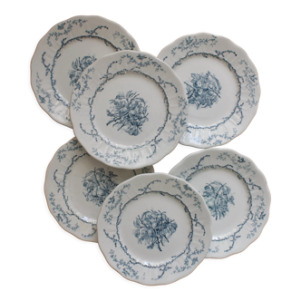 6 flat plates in iron earth Pompadour earthenware factory of Clairefontaine
