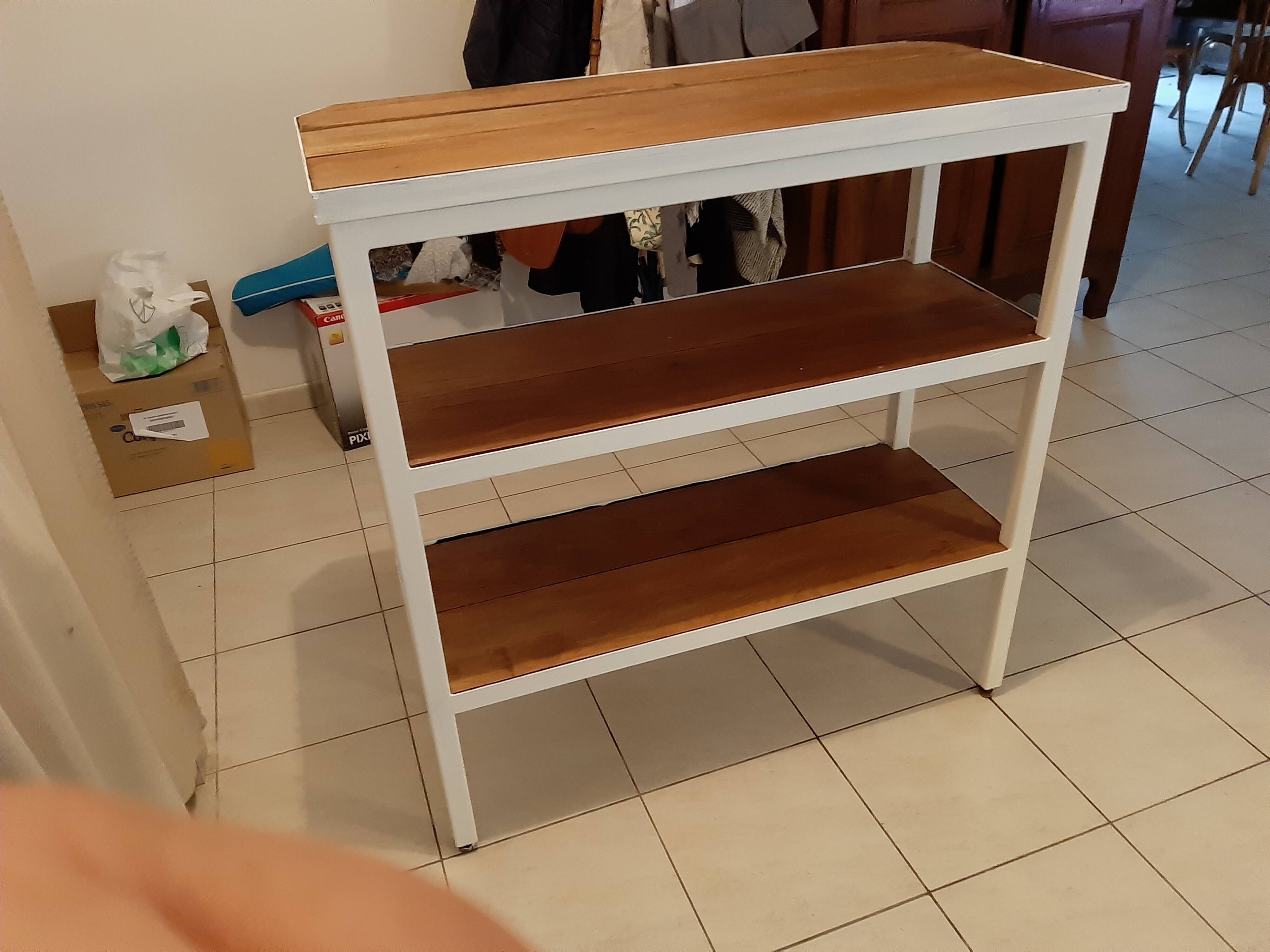 Industrial console iron and exotic wood