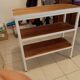 Industrial console iron and exotic wood