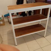 Console industrielle fer et bois exotique