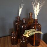 Lot of 2 amber apothecary vials