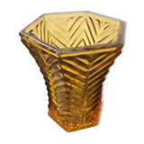 Vintage yellow glass art deco vase